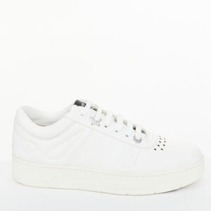 Jimmy Choo Hawaii White Leather Crystal Sneakers
